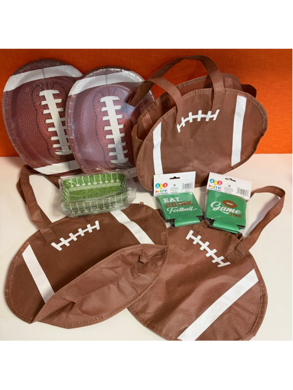Football Party Supplies Set One Size Brown Green New